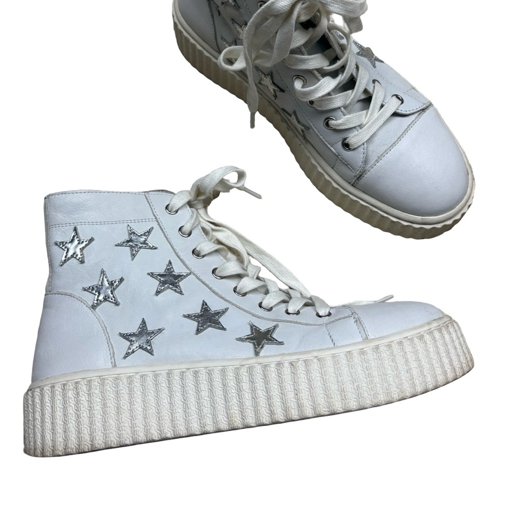J/Slides Richmond High Top Star leather white goose